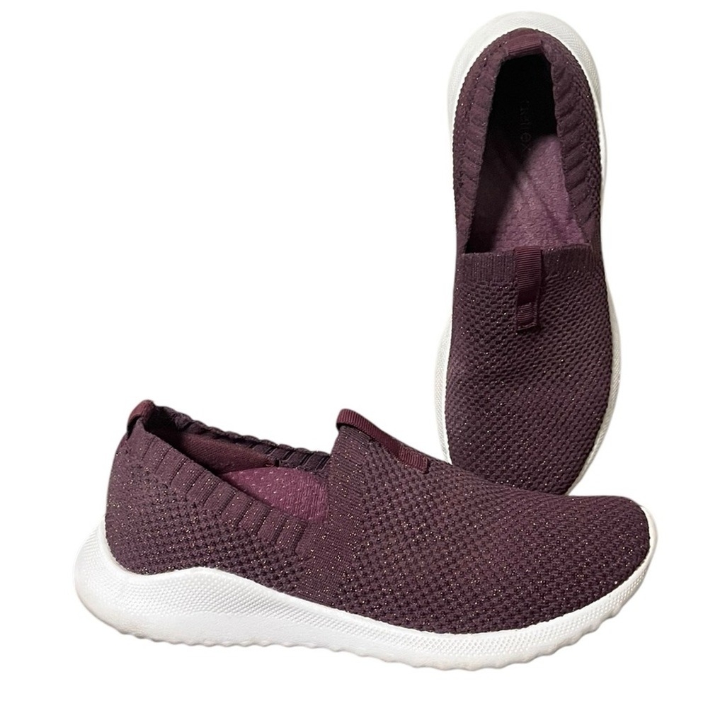 AETREX Angie‎ Maroon Knit Metallic GoldWomen's Sneakers Sizer7.5